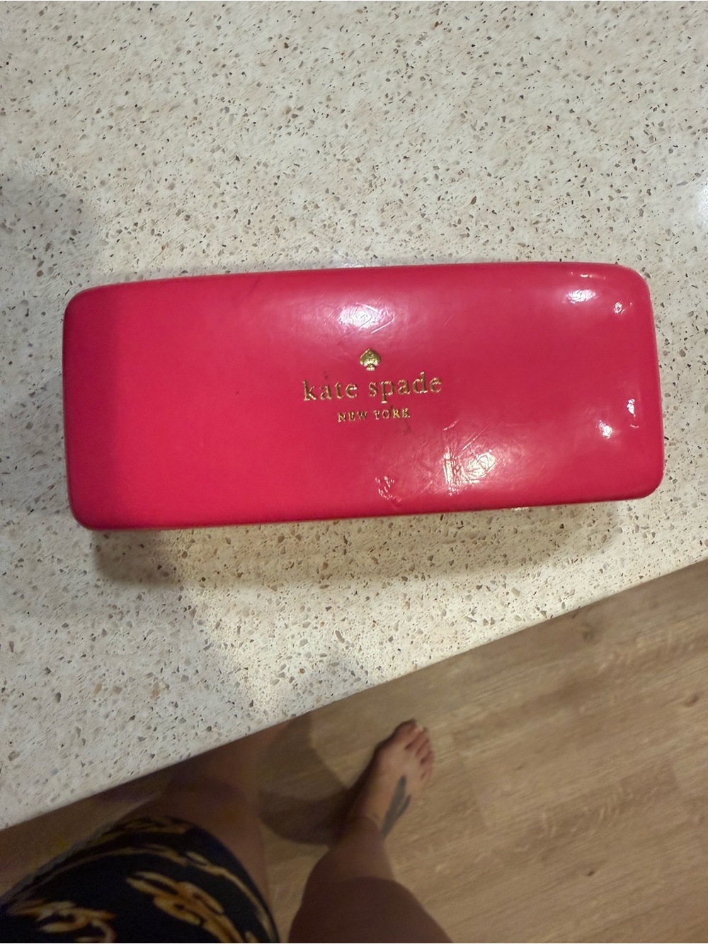 kate spade Hot Pink Hard Shell Eyewear Case with Gold Logo
